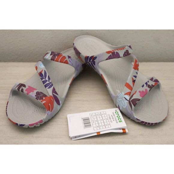 Crocs 211698-101 Women's Sz 6 Pearl/Light Gray Kadee II Tropical Sandals - Picture 1 of 9